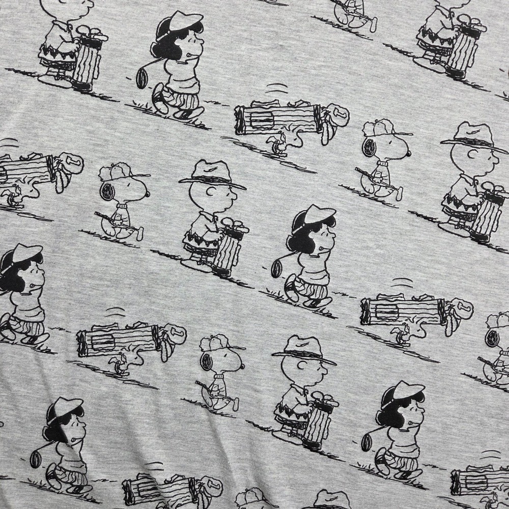 Peanuts Mens Golf Polo Shirt XL Gray Charlie Brown Snoopy Lucy All Over Print - Picture 3 of 7